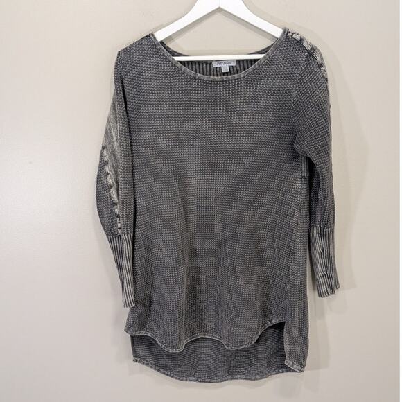 PBJ Blues Tops - PBJ Blues Gray Waffle Knit Tunic Shirt High Lo Grunge Y2K Slouchy Boho - Size M